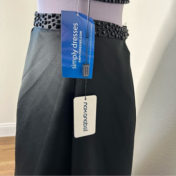 NWT Black Full Length Satin Beaded Two-Piece Formal Gown - Picture 8 of 16